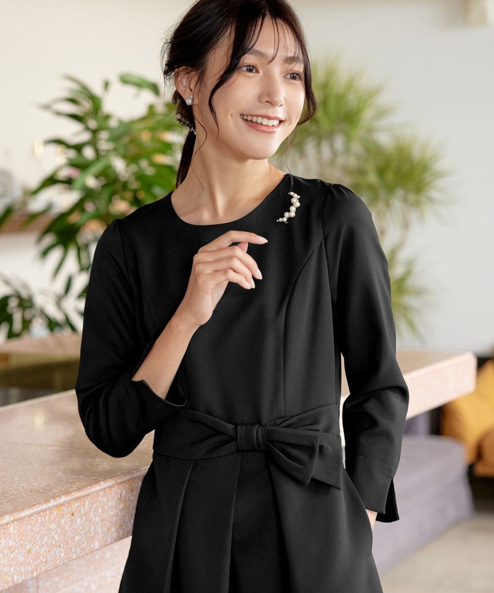 Tiaclasse 【セレモニー・新色追加・洗える】アシメリボンベルトフレアワンピース 