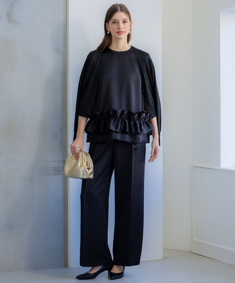 23区 【APPLAUDIR】クリアダブルサテン フリルヘム ブラウス 