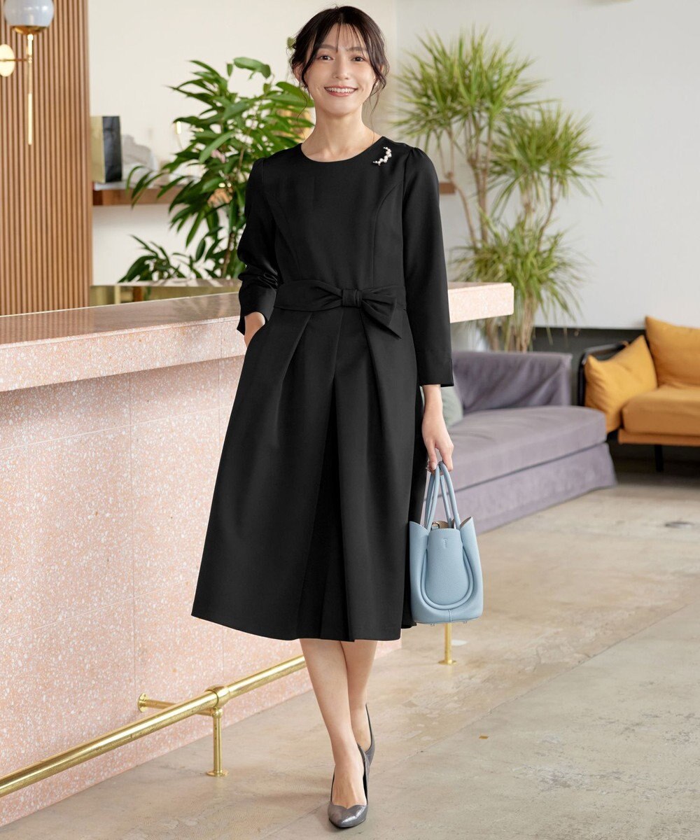 Tiaclasse 【セレモニー・新色追加・洗える】アシメリボンベルトフレアワンピース 