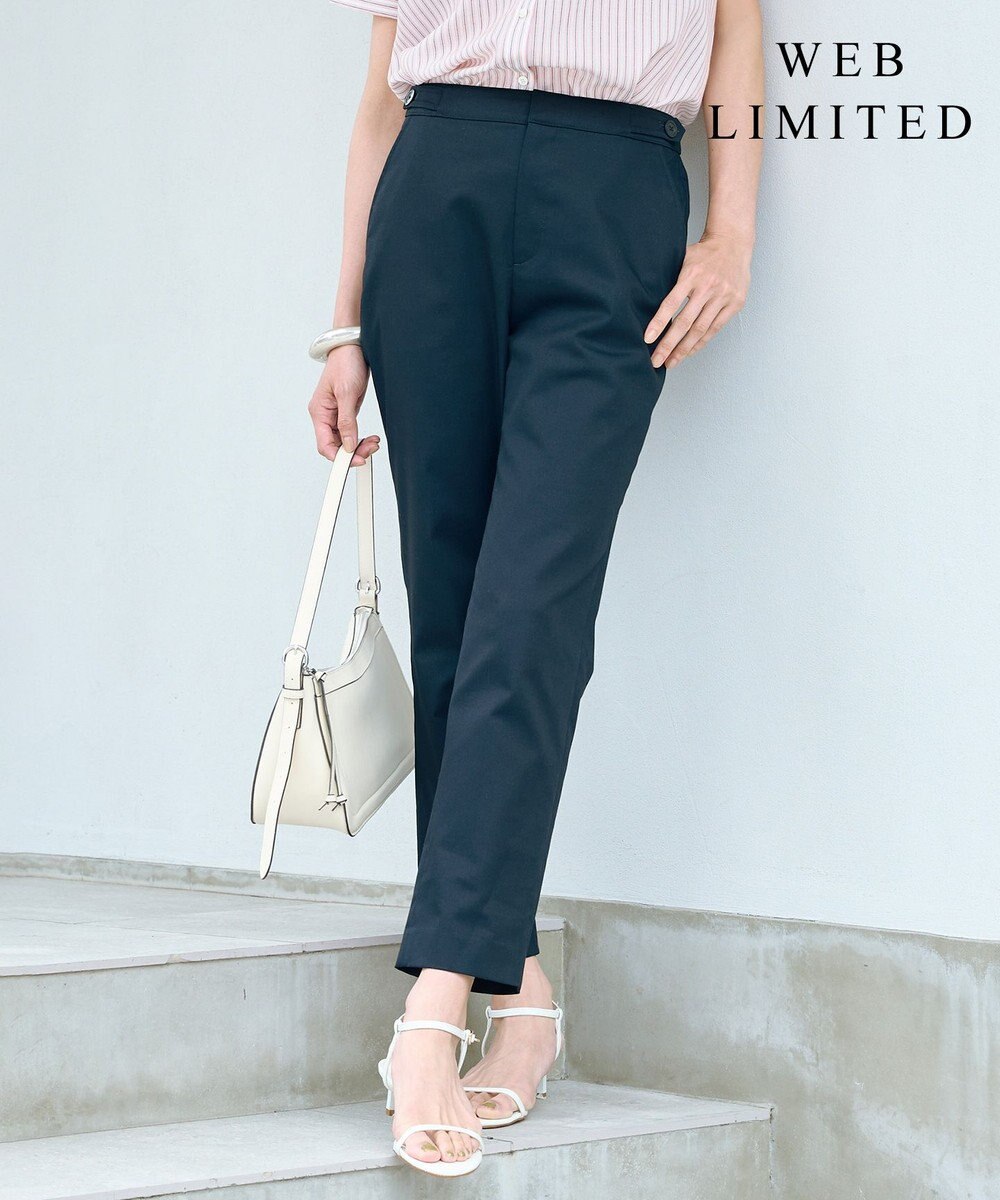 J.PRESS LADIES 【WEB限定・洗える】シャンブレーサテン テーパード パンツ 