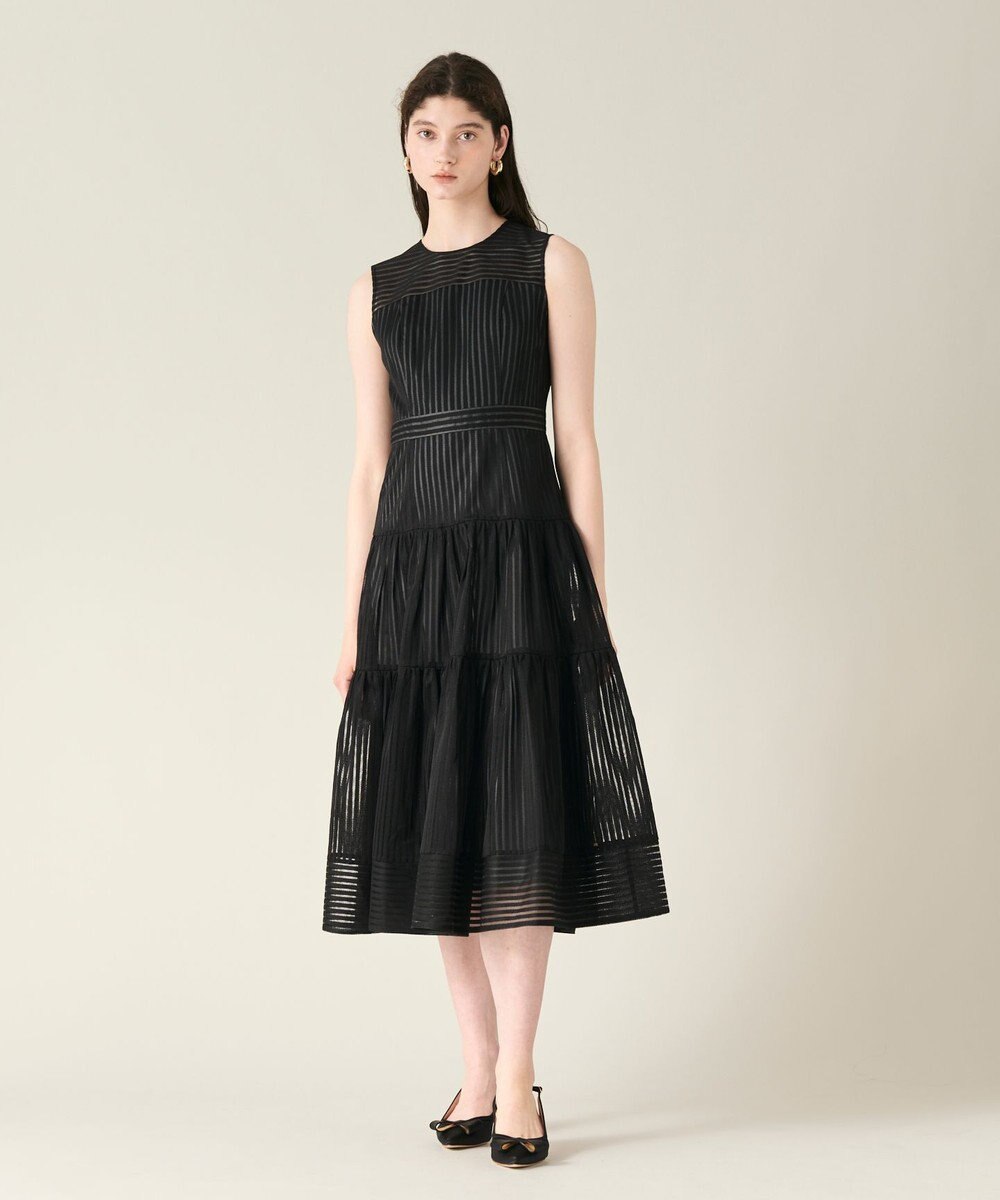 GRACE CONTINENTAL ストライプレースフレアドレス 