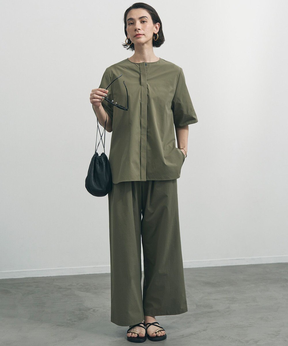 UNFILO 【セットアップ着用可/ウエストゴム】FINE MOVE ギャザーワイドパンツ 