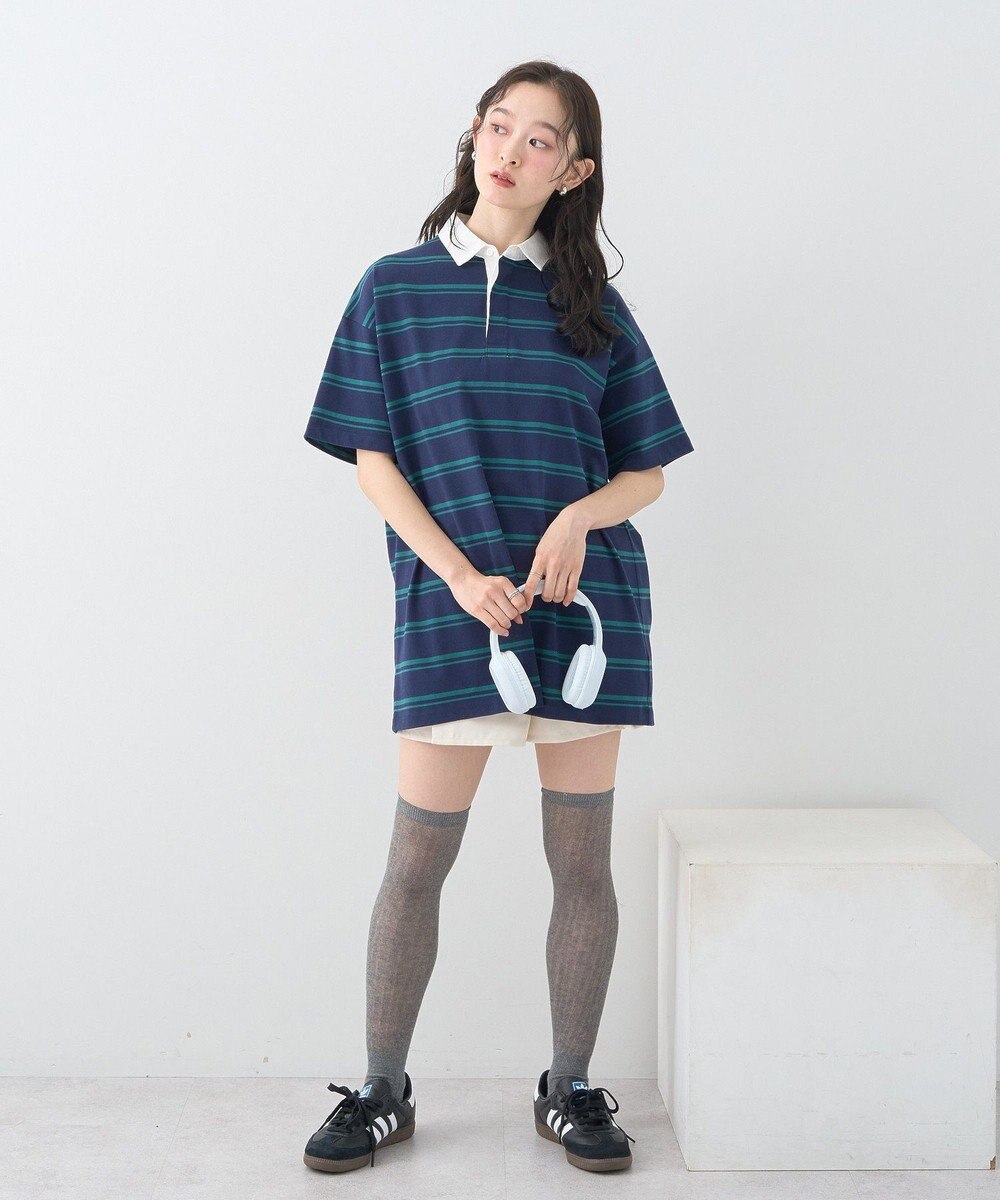 earth music&ecology ボーダールーズラガーシャツ 