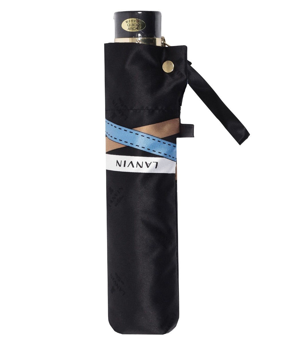 MOONBAT ランバン オン ブルー (LANVIN en Blue) 折りたたみ傘 サテンプリント ロゴアーチ 