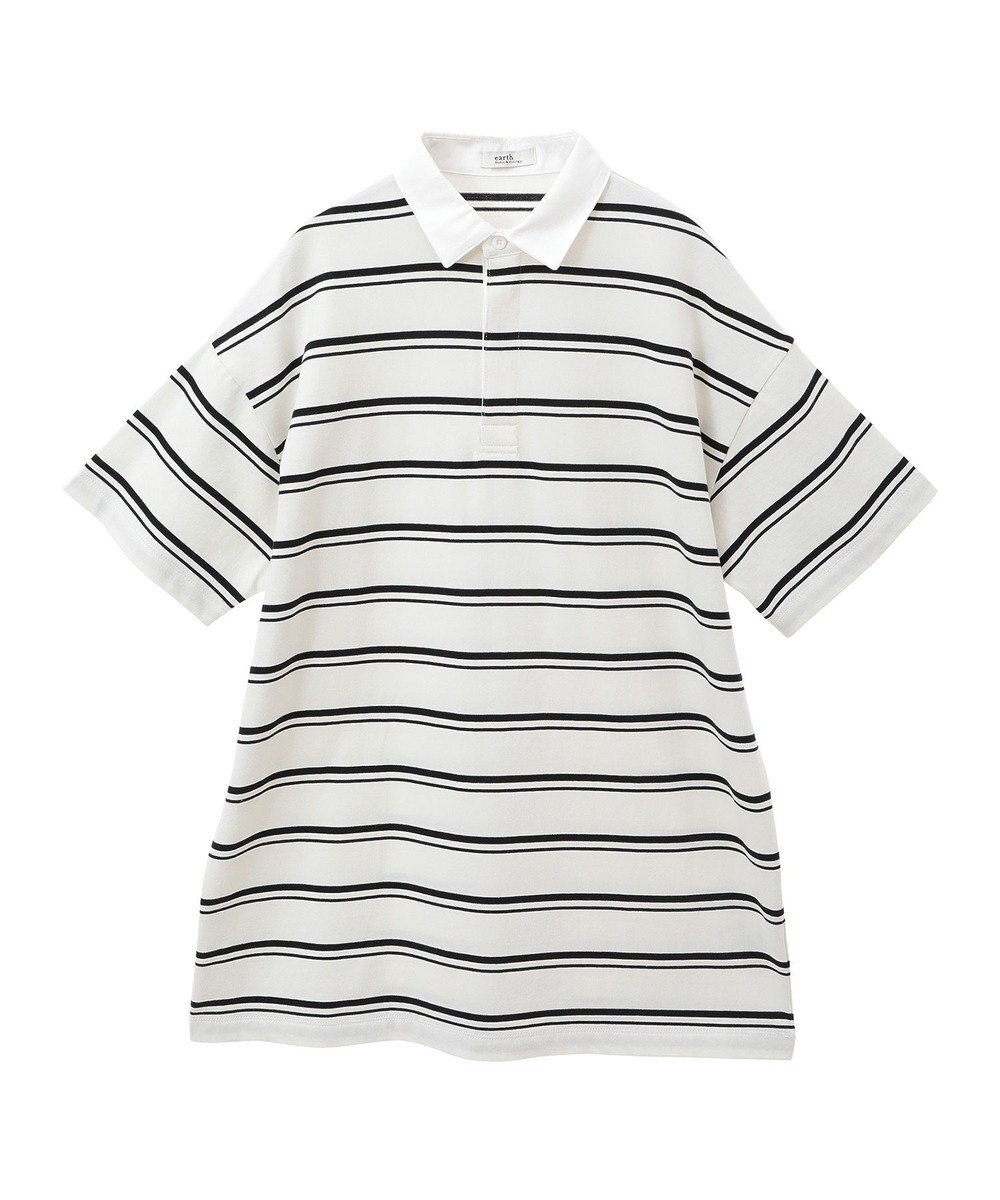 earth music&ecology ボーダールーズラガーシャツ 