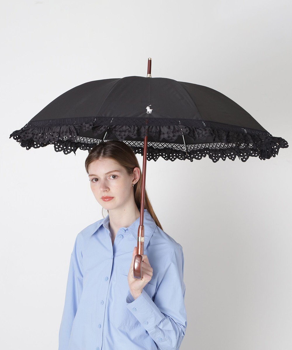 MOONBAT 【遮光/晴雨兼用日傘】POLO RALPH LAUREN(ポロ ラルフローレン) エンブフリル 長傘 遮熱 UV 