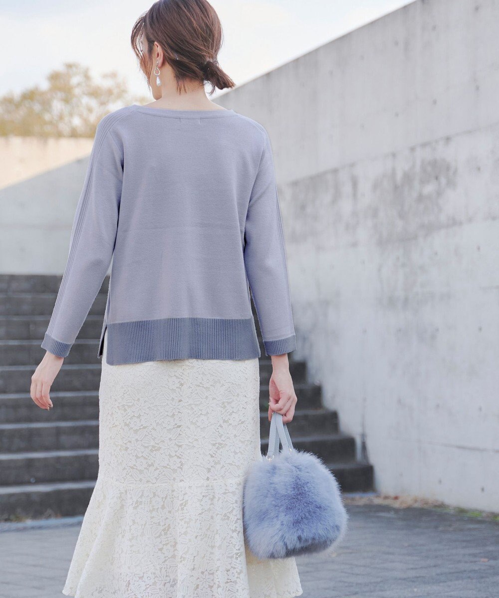 Tiaclasse 【洗える】 配色スリットニットトップス 