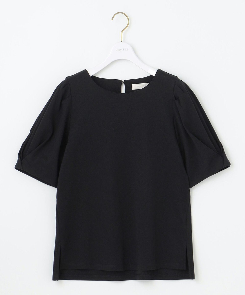 ANY SIS S 【撥水・汗ジミ防止・UVケア・洗える】スーピマスムース 袖タック Tシャツ 