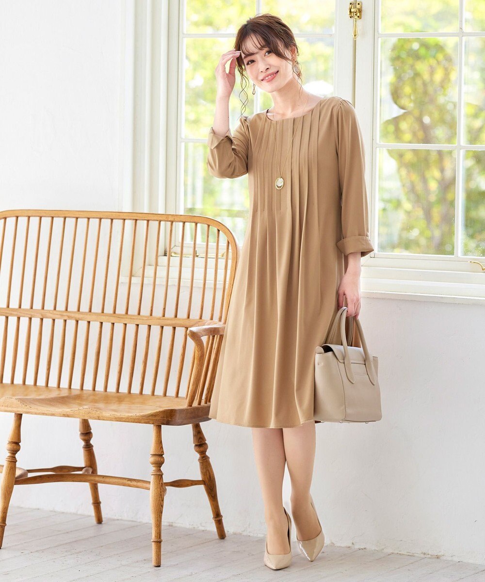 Tiaclasse 【洗える】スタイルアップも叶うピンタックワンピース 