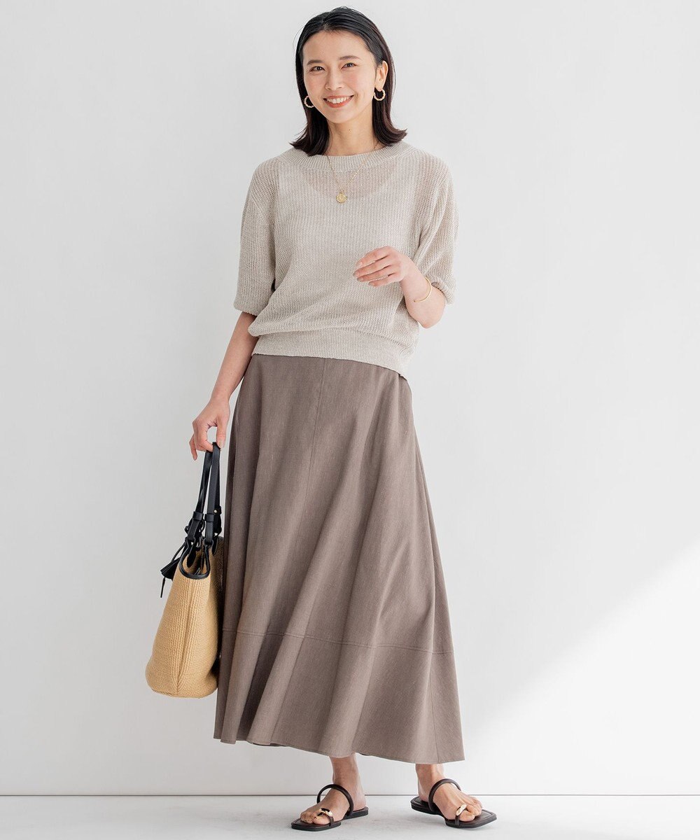 23区 【セットアップ対応】リネンレーヨンストレッチ フレア スカート 