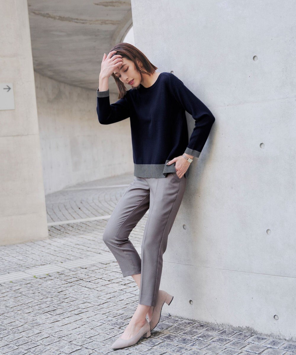 Tiaclasse 【洗える】 配色スリットニットトップス 