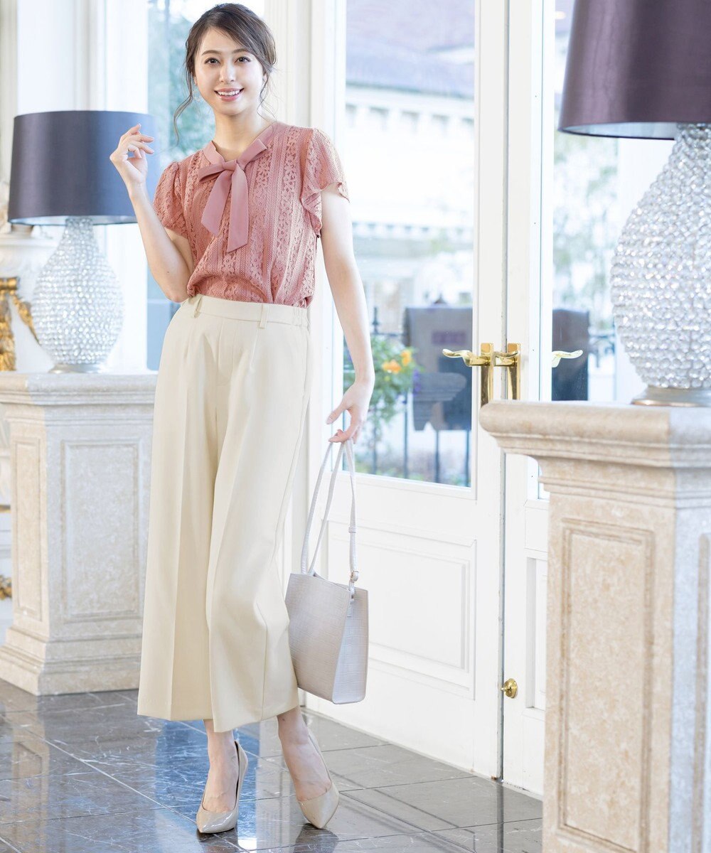 Tiaclasse L 【新色追加・洗える】センタープレスワイドパンツ 