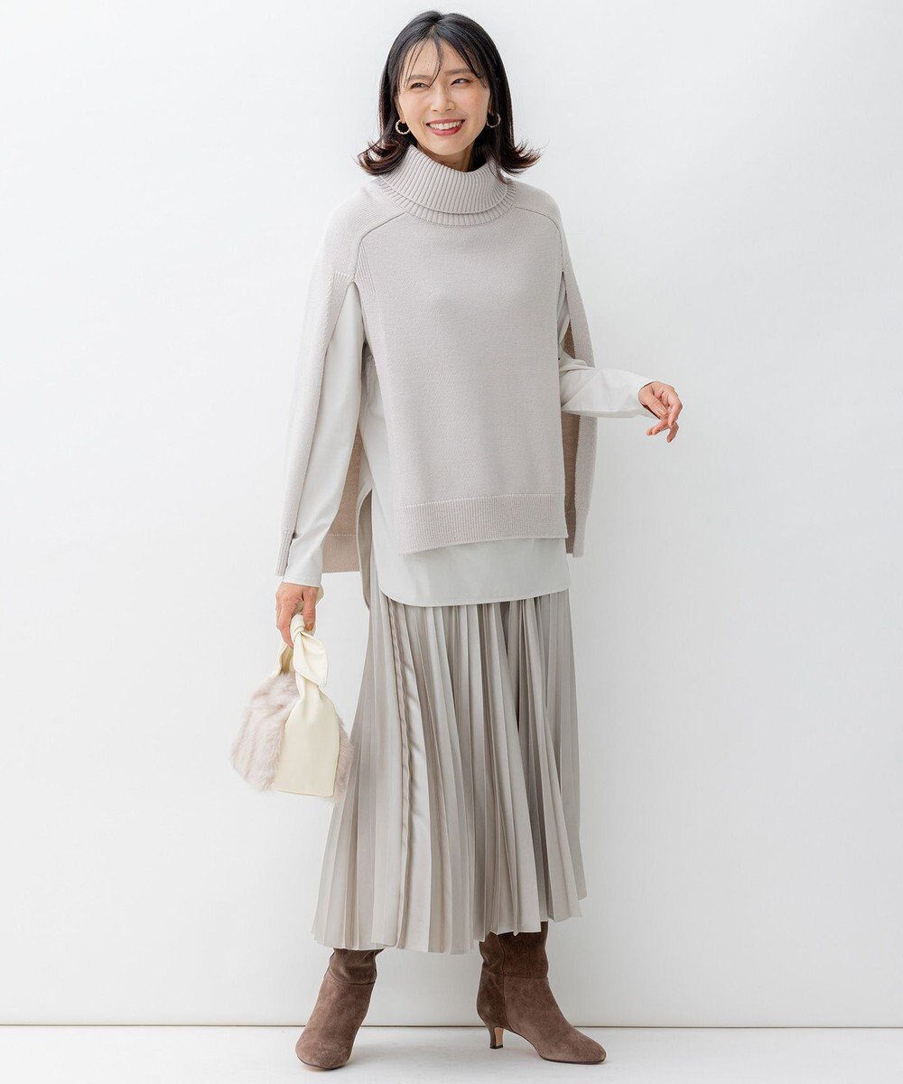 23区 【洗える】レザーライク プリーツスカート 