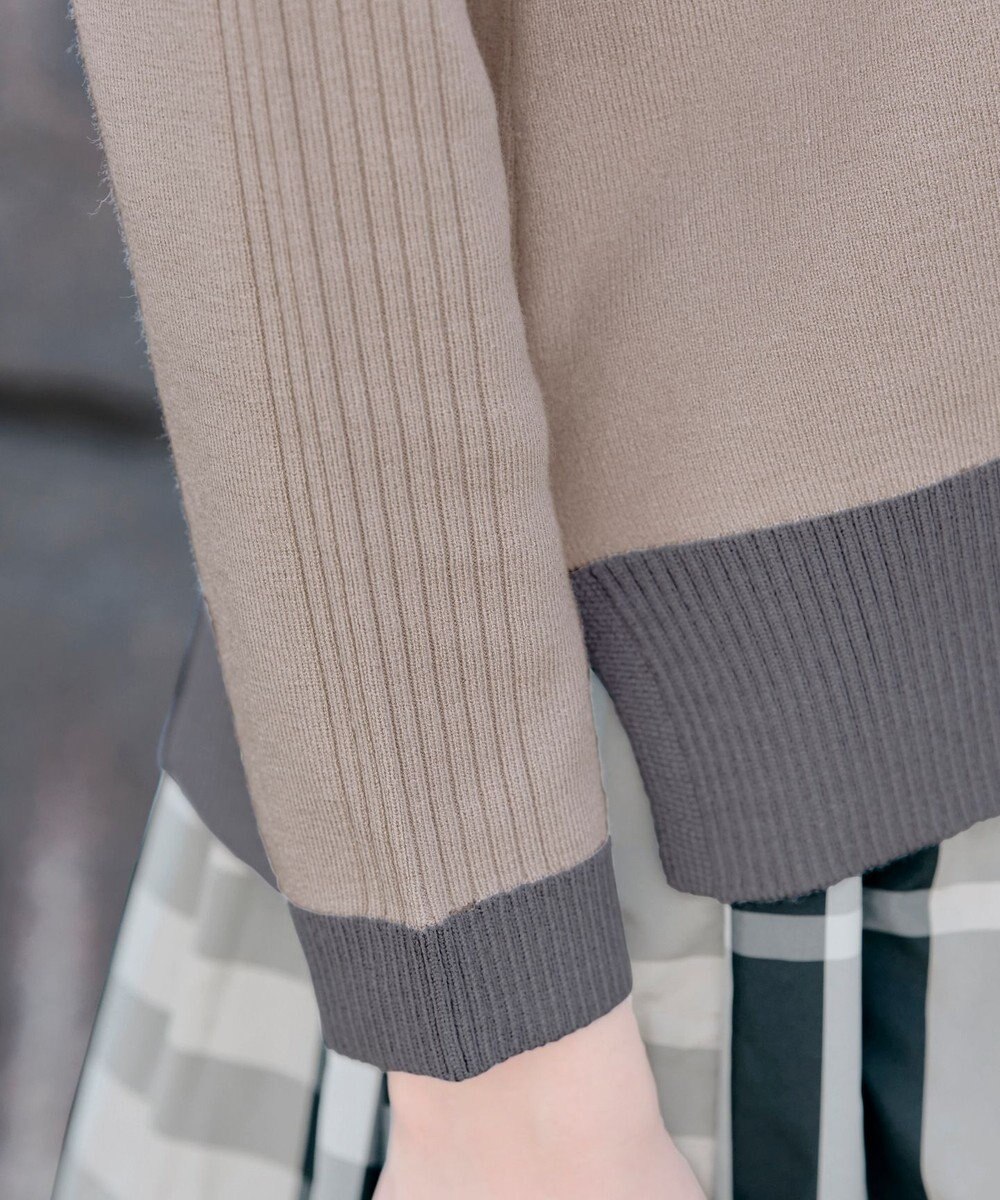 Tiaclasse 【洗える】 配色スリットニットトップス 