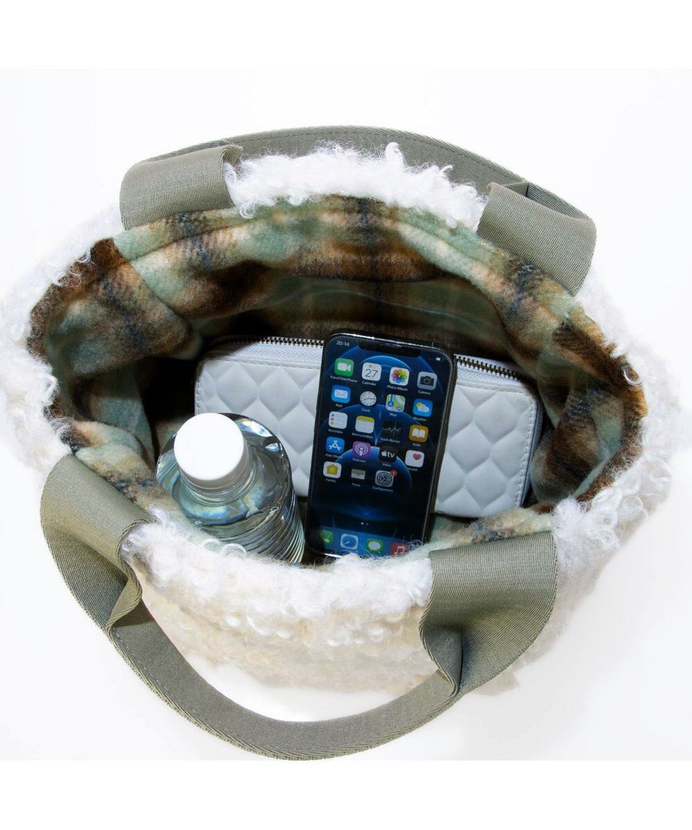 UNBILLION カシュカシュ cachecache / フェイクファー×チェック柄リバーシブルトート 