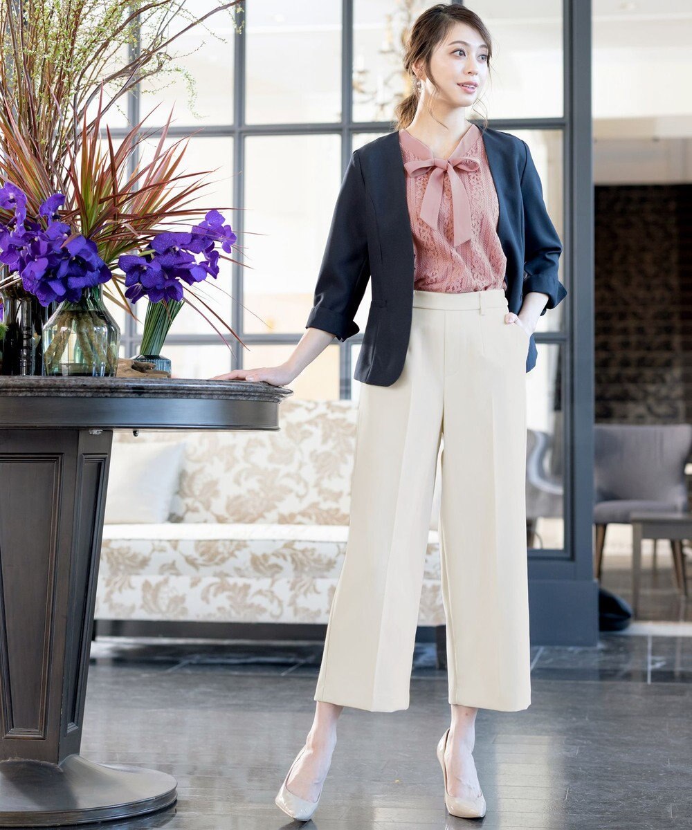 Tiaclasse L 【新色追加・洗える】センタープレスワイドパンツ 