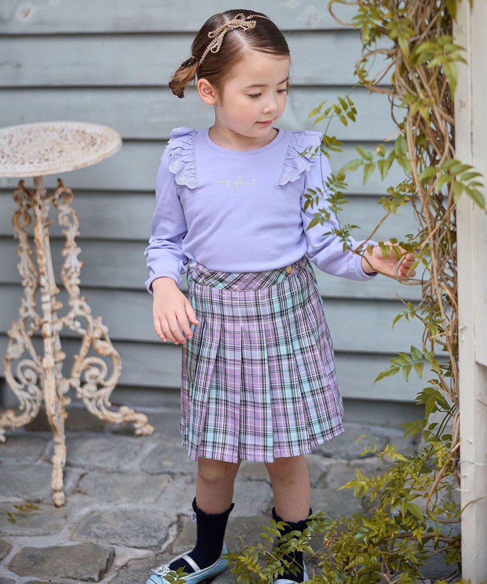 ANY KIDS ラメチェックプリーツスカパン 