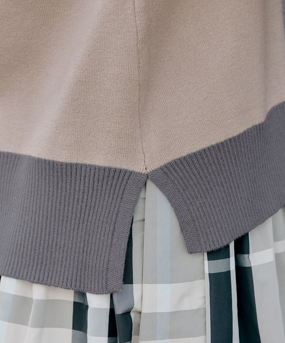 Tiaclasse 【洗える】 配色スリットニットトップス 