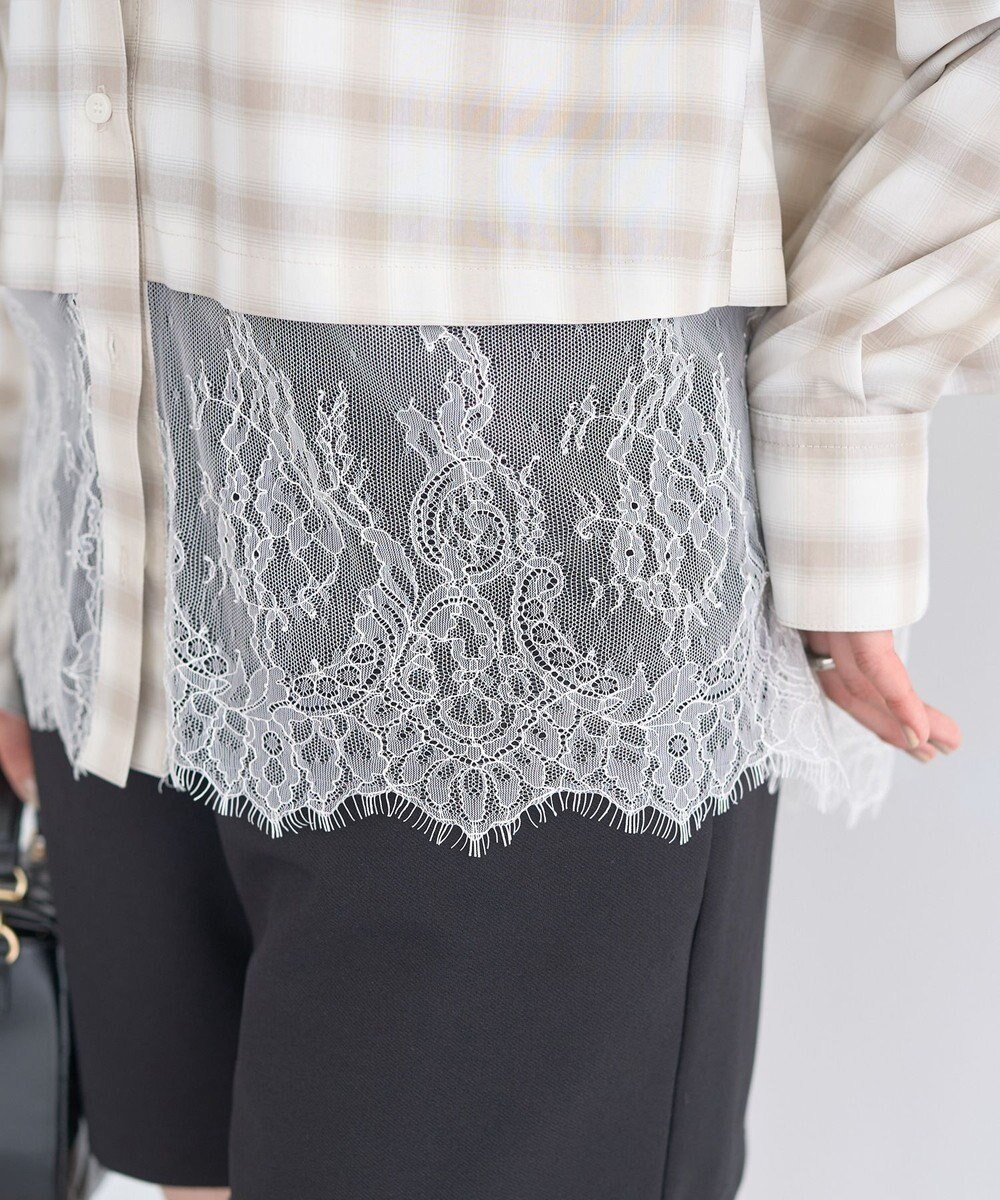 earth music&ecology 【予約】適ON レースヘムシャツ 