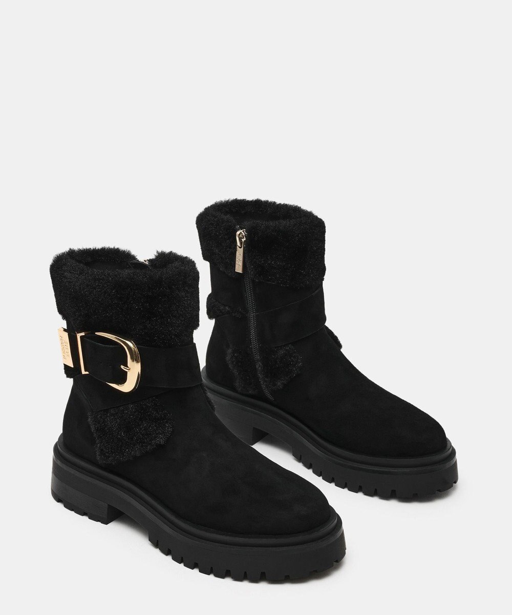 STEVE MADDEN LODGE ファースエードバックルショートブーツ 