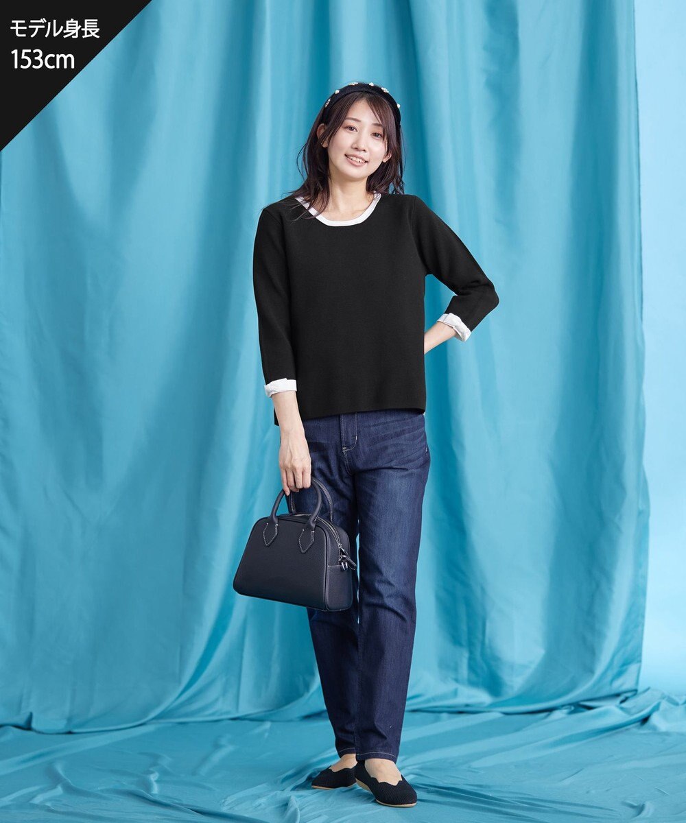 Tiaclasse 【洗える】リボン袖配色ニットトップス 