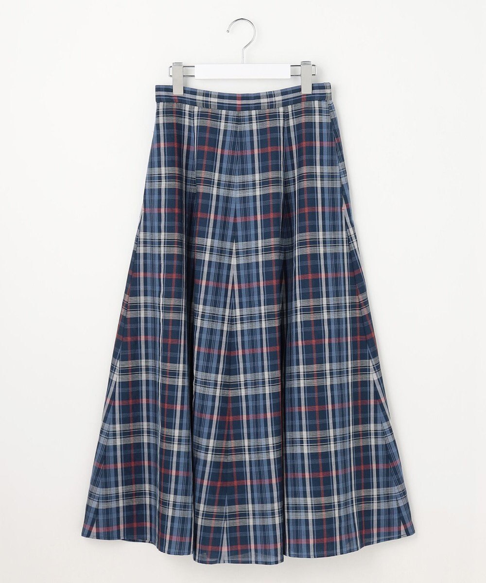 J.PRESS LADIES S コットンリネン Light マドラスチェック フレア スカート 
