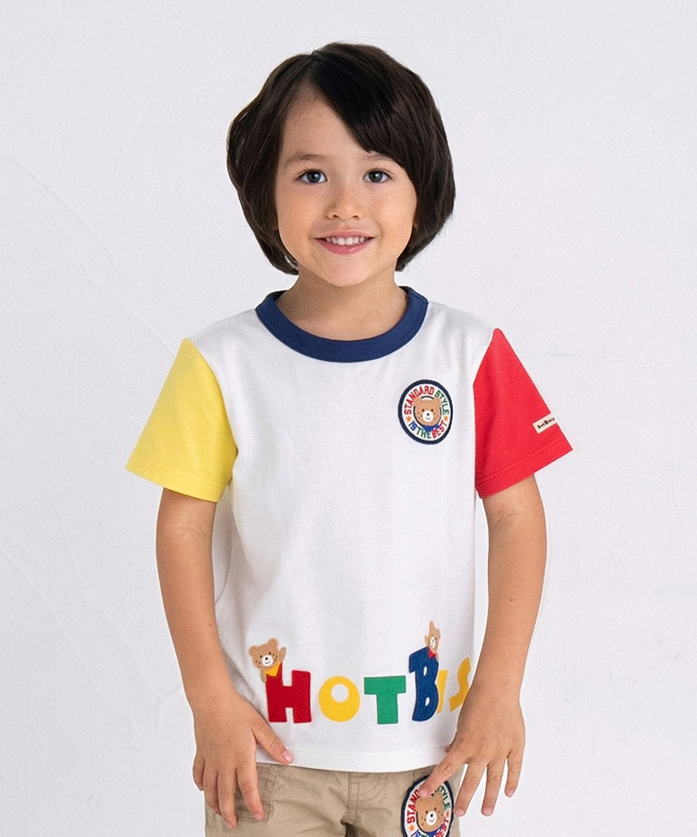 MIKI HOUSE HOT BISCUITS 【80-120cm】 カラフルロゴ 半袖Tシャツ 白