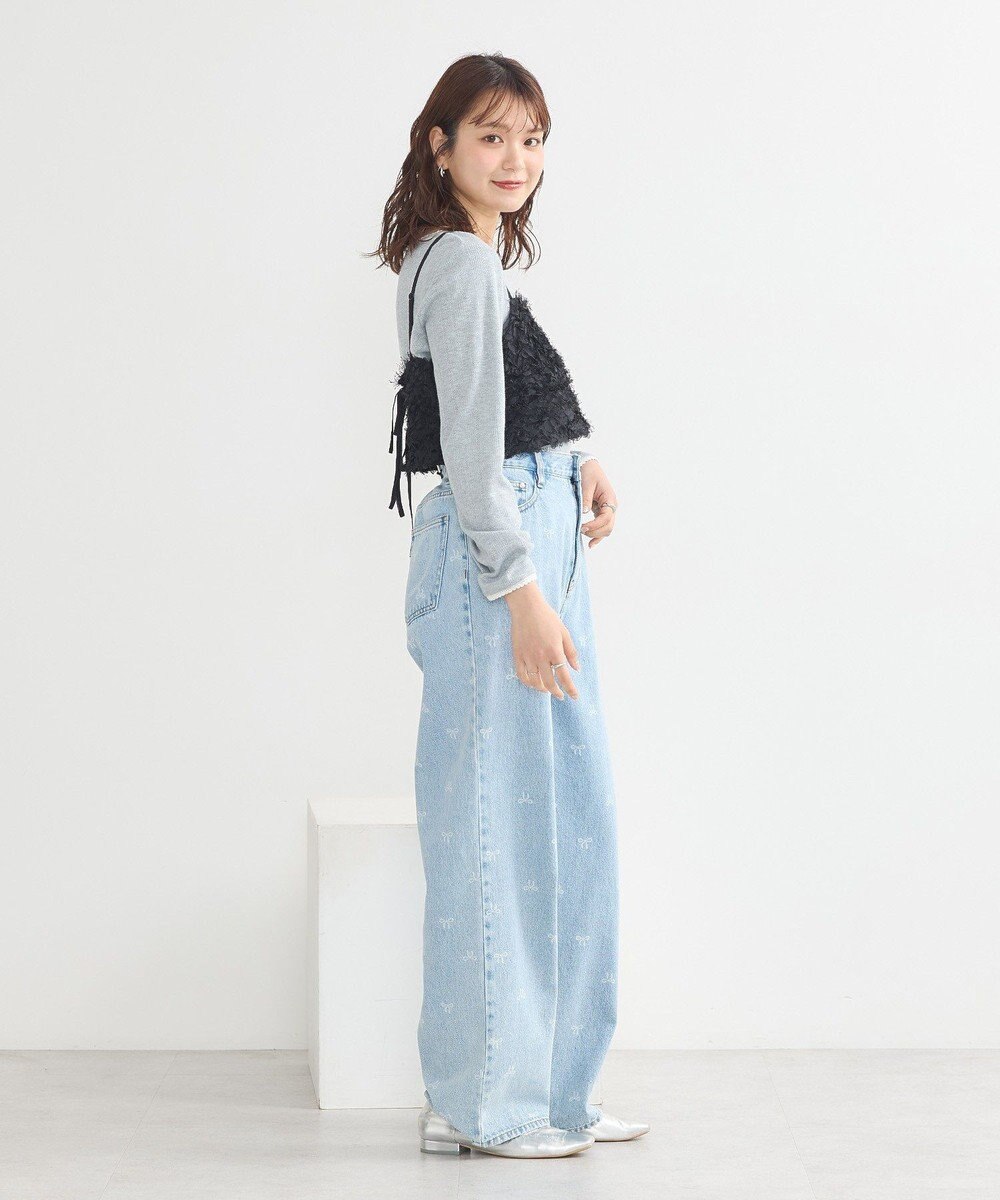 earth music&ecology フリンジミックスチュールビスチェ 