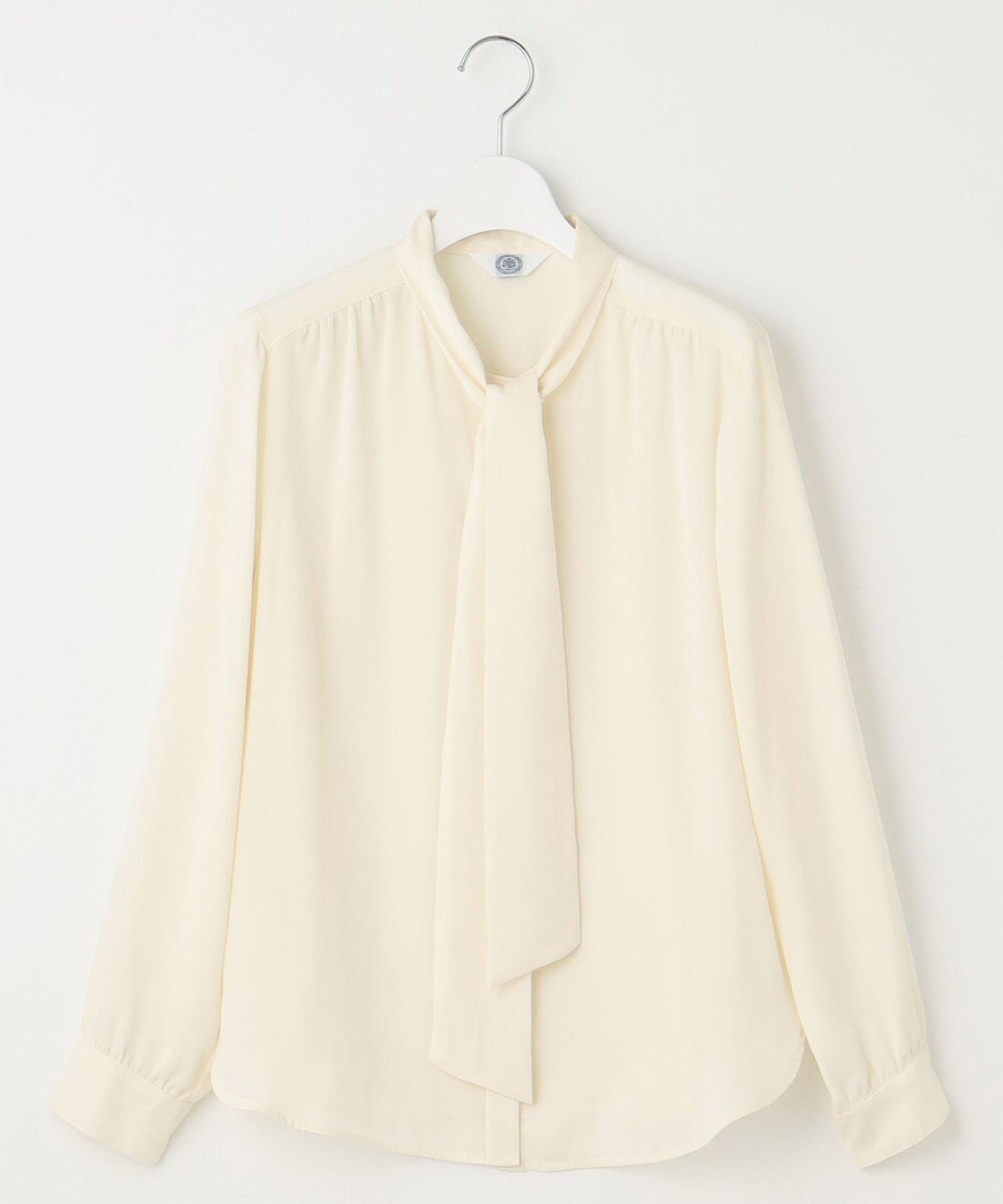 J.PRESS LADIES L 【洗える】ピーチサテン ボウタイ ブラウス 