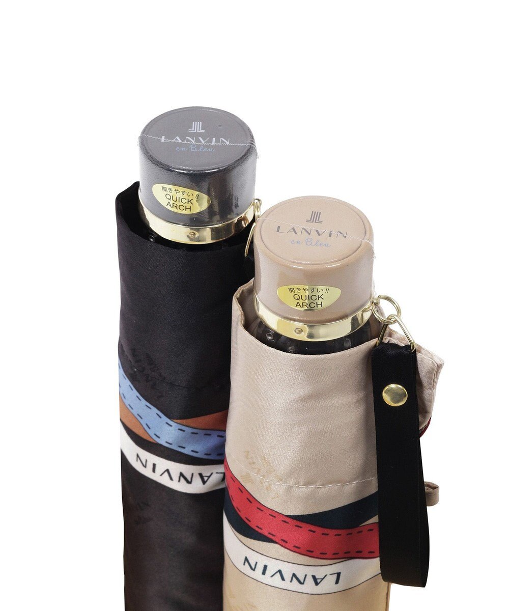 MOONBAT ランバン オン ブルー (LANVIN en Blue) 折りたたみ傘 サテンプリント ロゴアーチ 