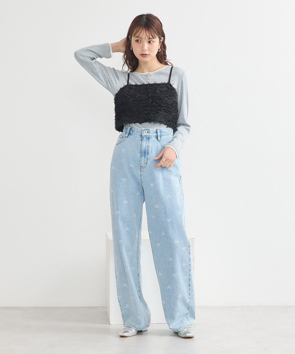 earth music&ecology フリンジミックスチュールビスチェ 