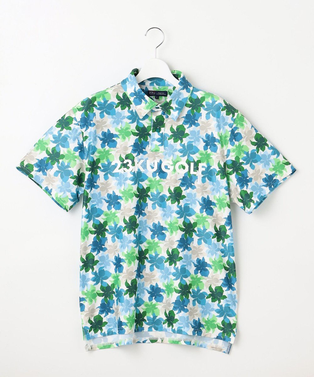 23区GOLF 【MEN】【UVカット】草花柄プリントポロシャツ 