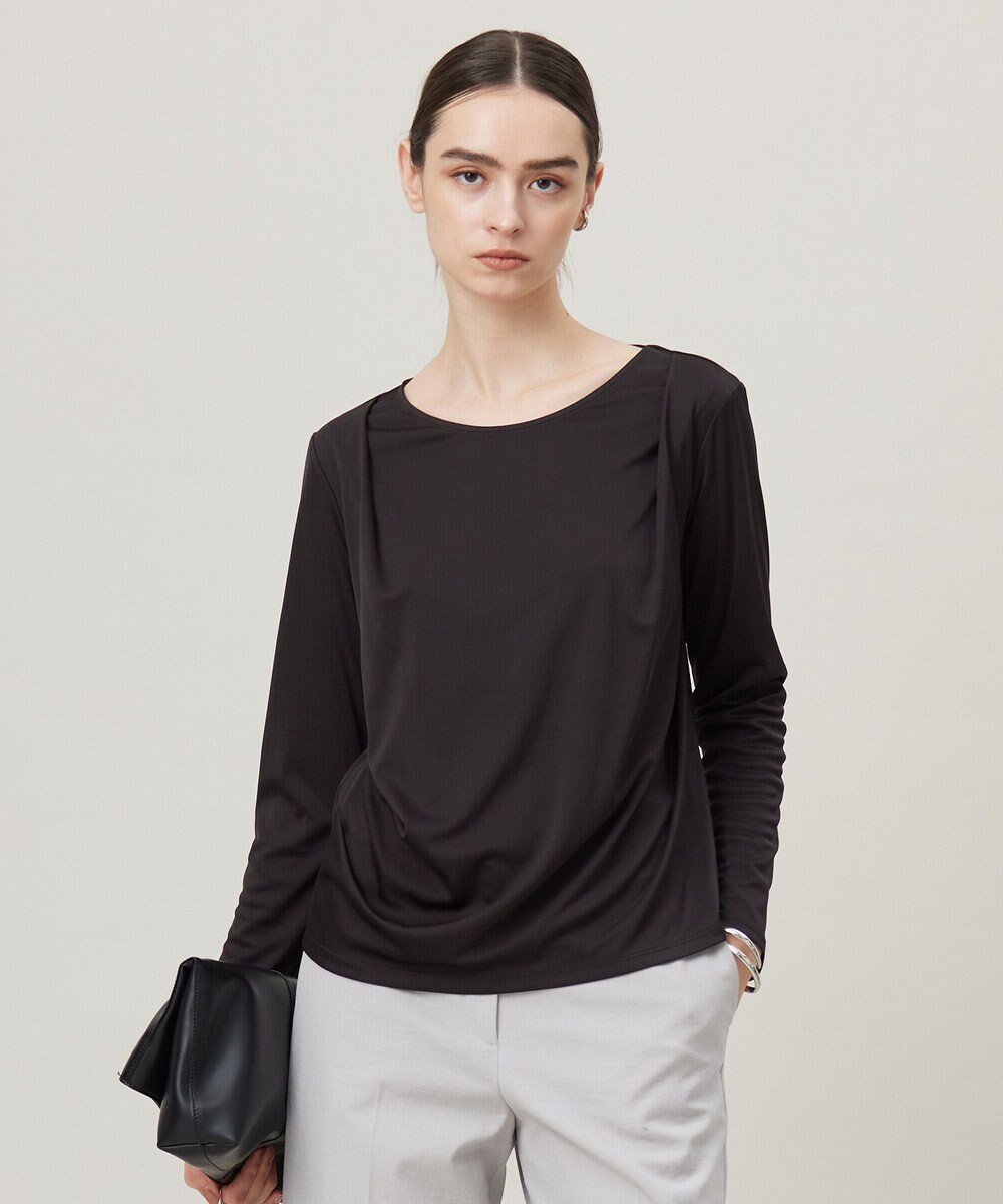 ICB L 【洗える】 PlaXフィラメントジャージー ドレープカットソー 