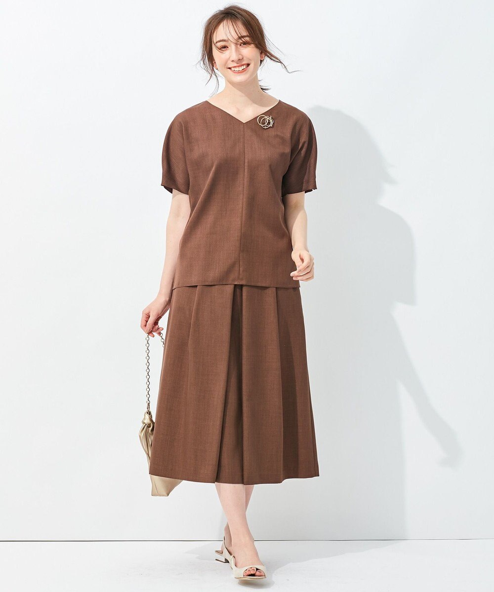 自由区 【接触冷感・速乾・UVカット・撥水・防シワ】リネンライクツイル プルオーバーブラウス 