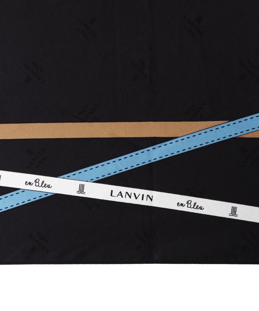 MOONBAT ランバン オン ブルー (LANVIN en Blue) 折りたたみ傘 サテンプリント ロゴアーチ 