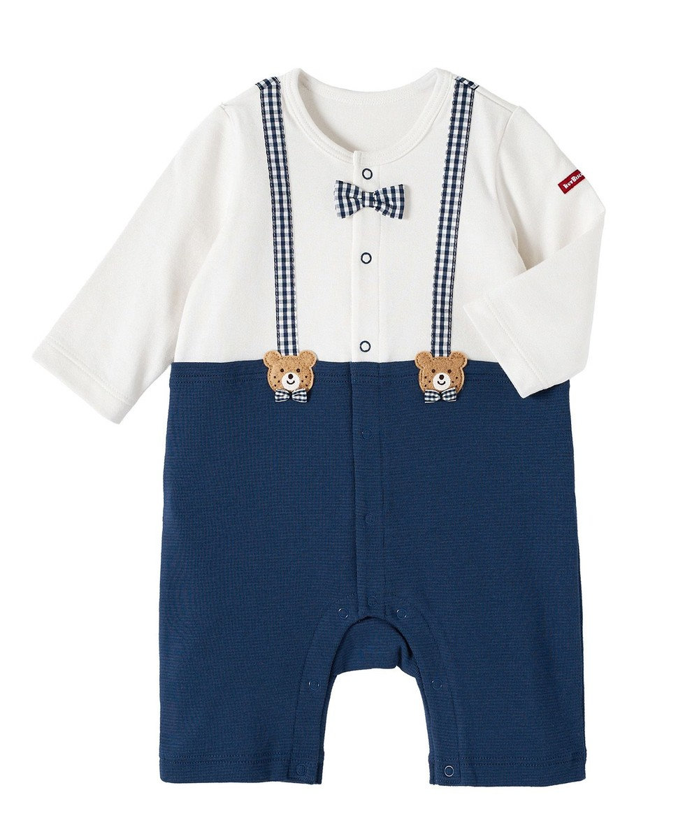 MIKI HOUSE HOT BISCUITS 【70-80cm】蝶ネクタイ＆サスペンダー 7分丈カバーオール 