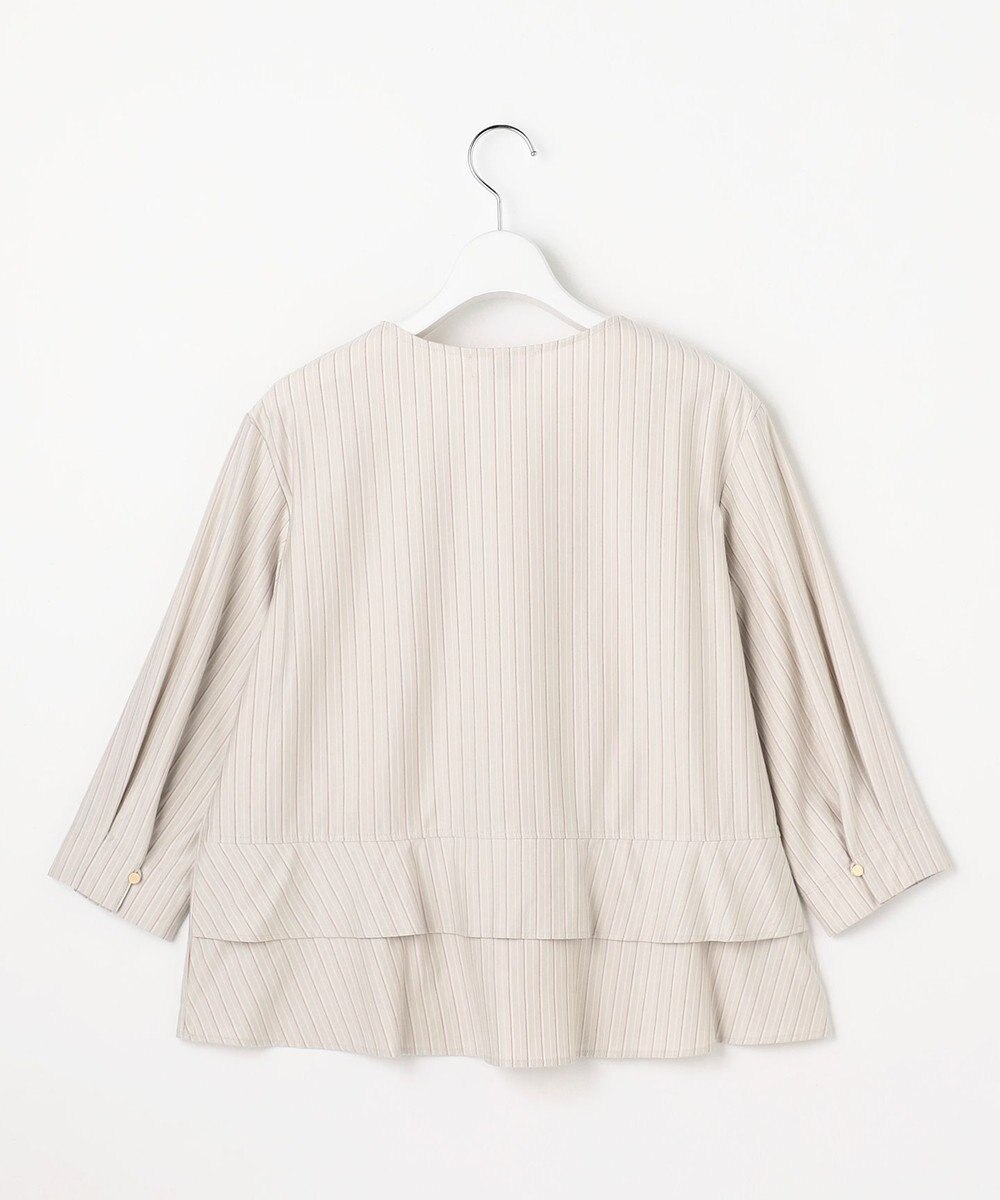 J.PRESS LADIES ストライプジャージー バックペプラム カットソー 