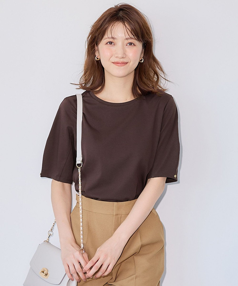 ANY SIS L 【汗ジミ防止・UVケア】アーモンドスリーブ カットソー 