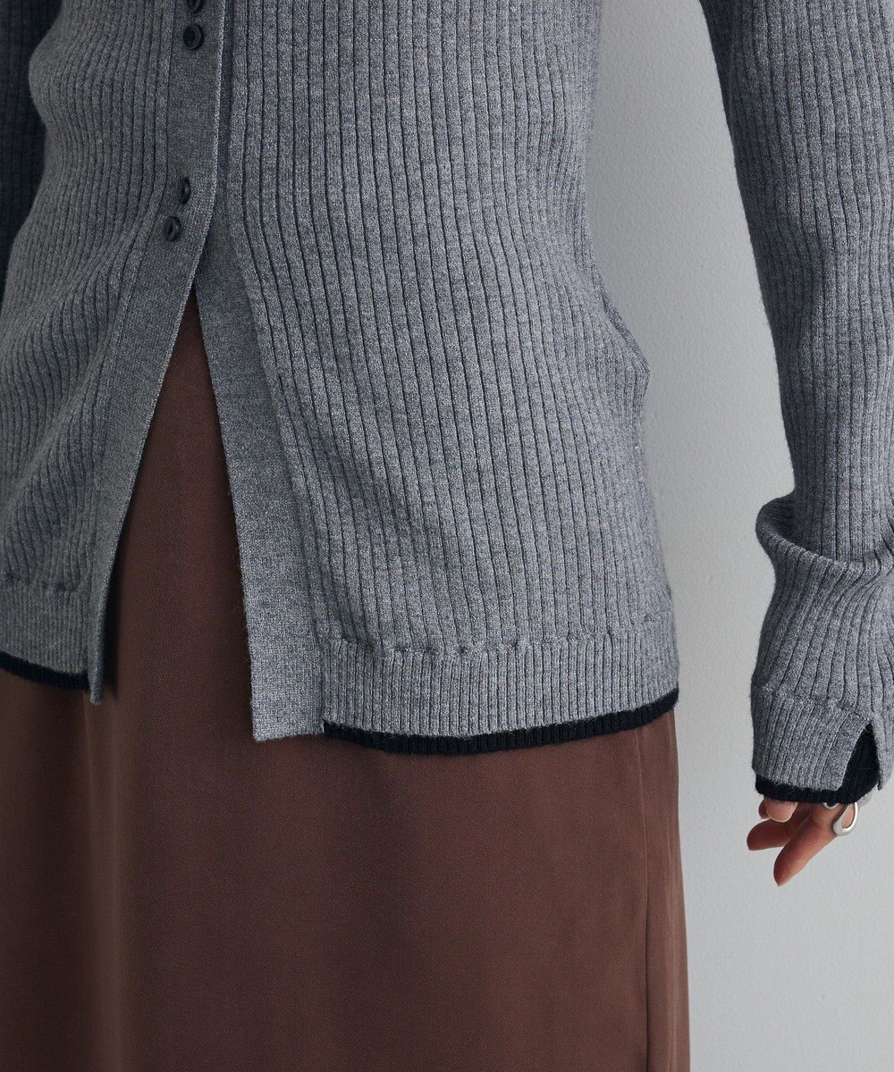 Green Parks 配色レイヤードポロリブニットカーディガン 