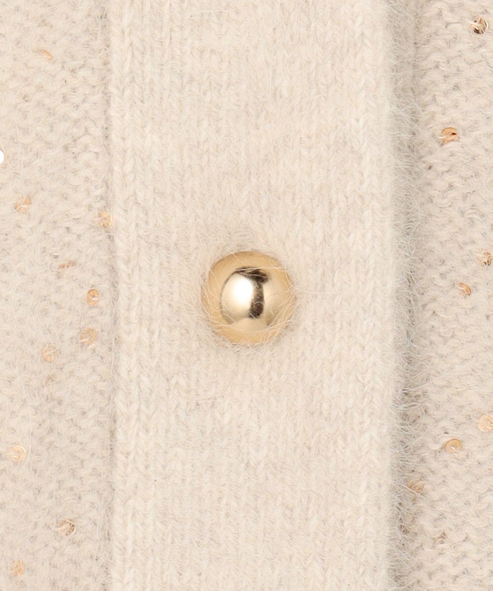 BEIGE， AMARILLO / スパンコールフォックスニットカーディガン 