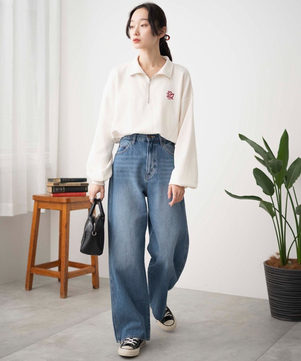 WEGO 【新色追加】ドロストデザインハーフZIPスウェット 