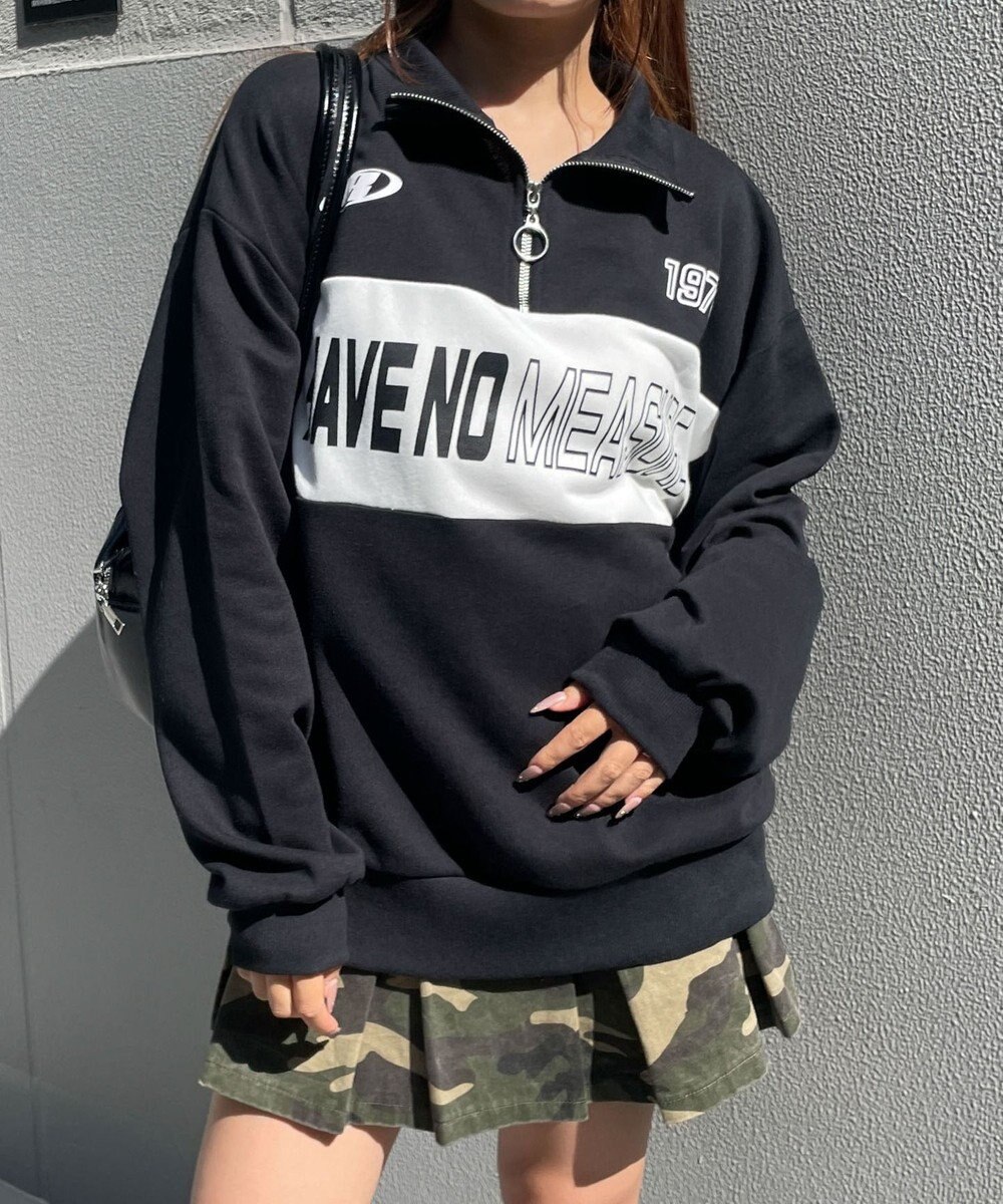 WEGO グラフィックハーフジップビッグスウェット 