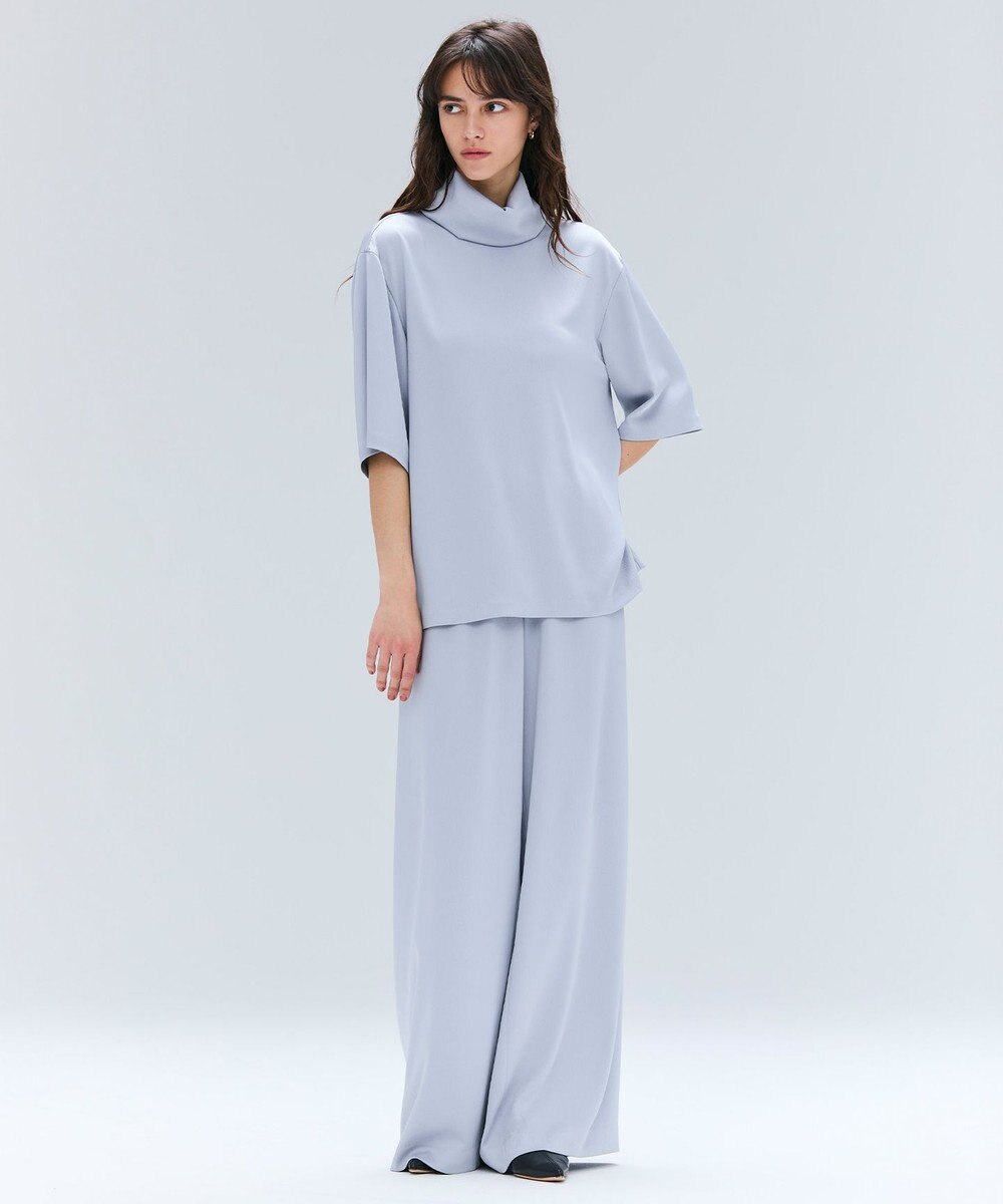 BEIGE， 【洗える・Precious 11月号掲載】LLOYD / ハンマーサテンロールカラー半袖ブラウス 