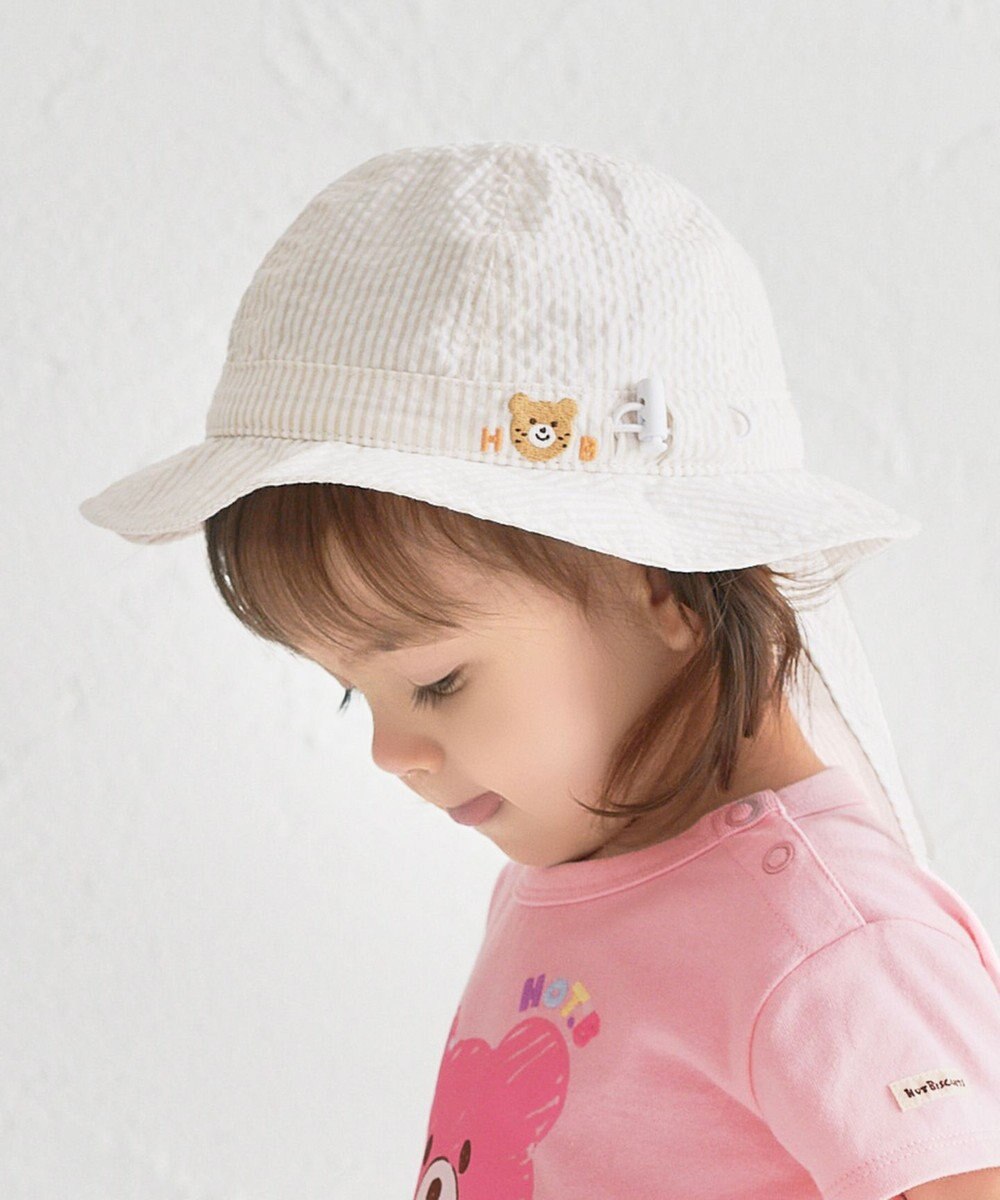 MIKI HOUSE HOT BISCUITS 【44-54cm】サッカー素材 ストライプ柄クロッシェ(帽子) 