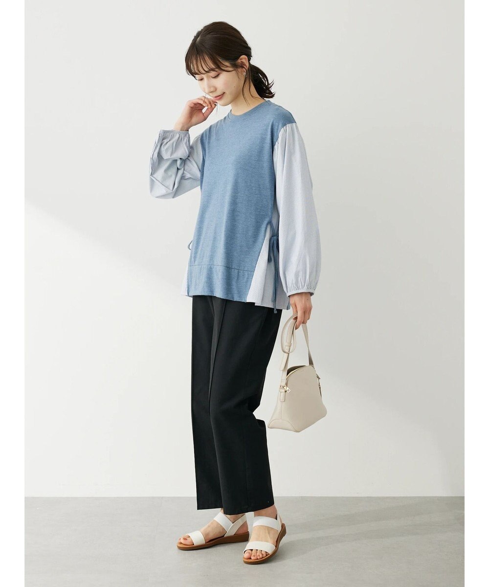 Green Parks 綿麻混イージーテーパードパンツ 