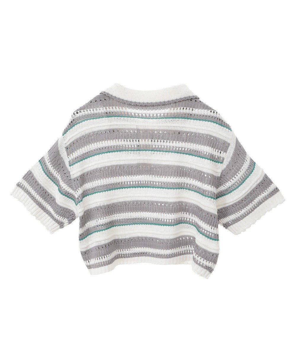 earth music&ecology キラキラボタン透かしニットポロ 