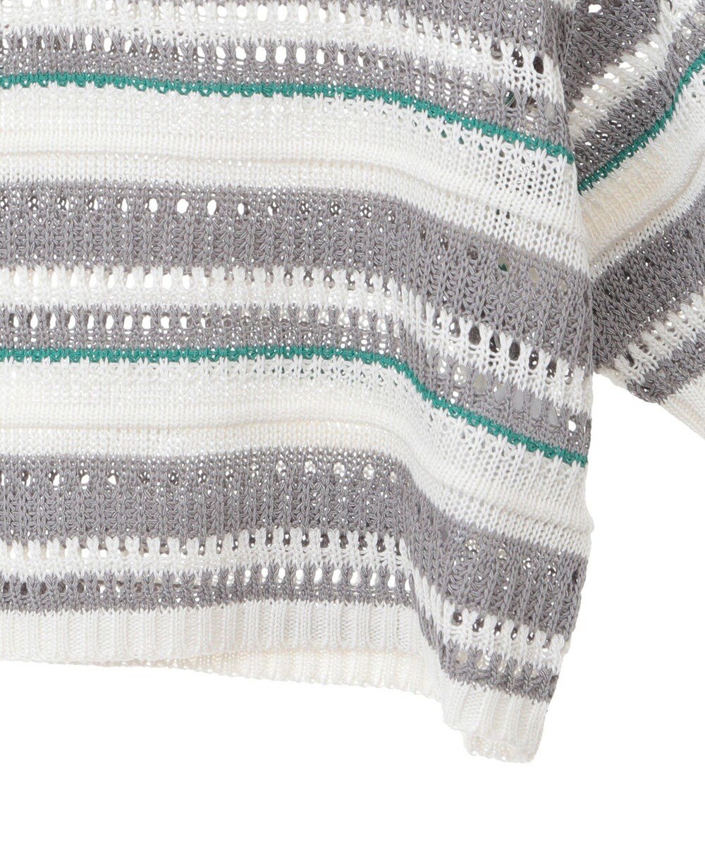 earth music&ecology キラキラボタン透かしニットポロ 