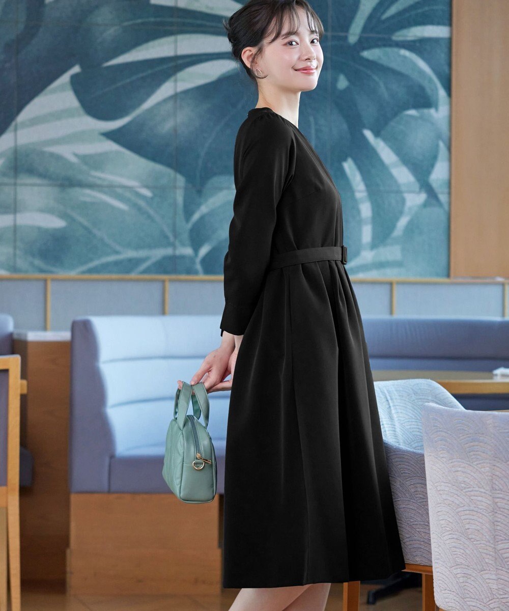 Tiaclasse 【ダブルクロス・洗える】 ナローVネックワンピース 