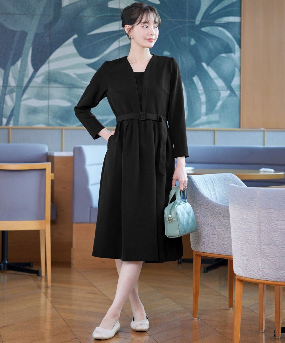 Tiaclasse 【ダブルクロス・洗える】 ナローVネックワンピース 