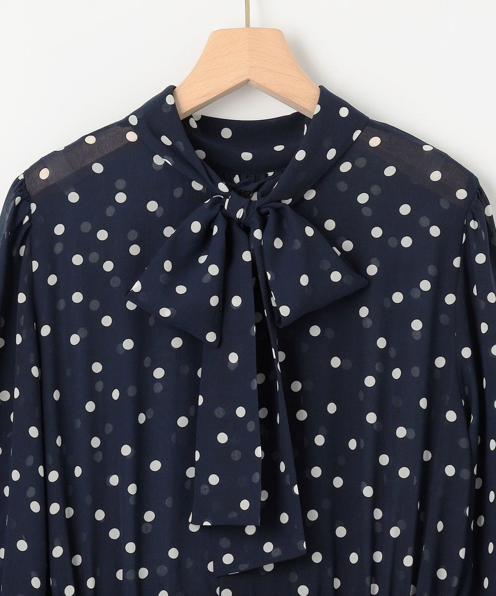 組曲 【前後着用可】シフォンオーガンプリント ボウタイワンピース 